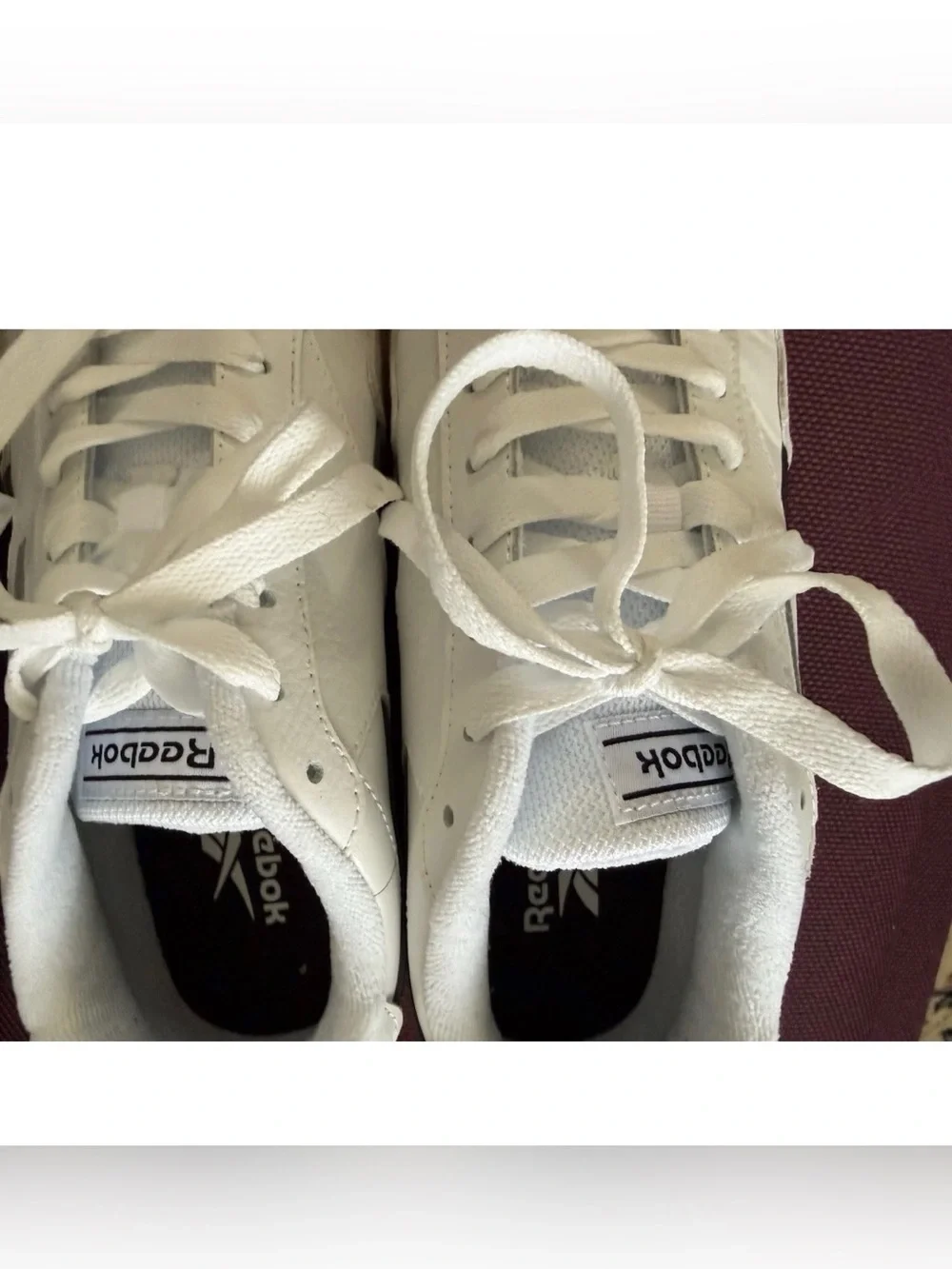Reebok Men's White Leather Sneakers with Black Accents and Gum Sole